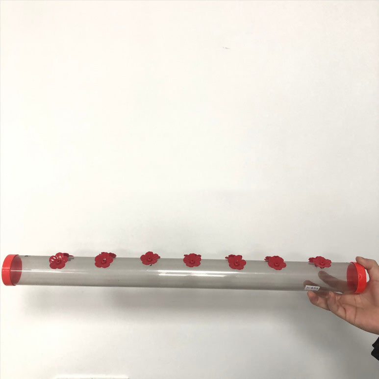 Hanging Long Tube With Flowers Hummingbird Bird Feeder