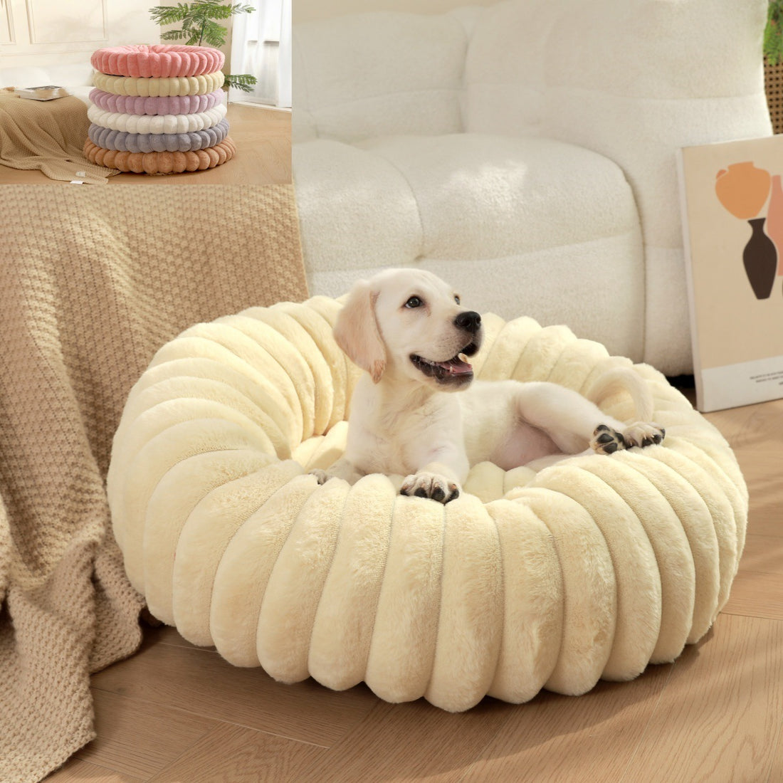 High Weight Pet Round Long Hair Bed