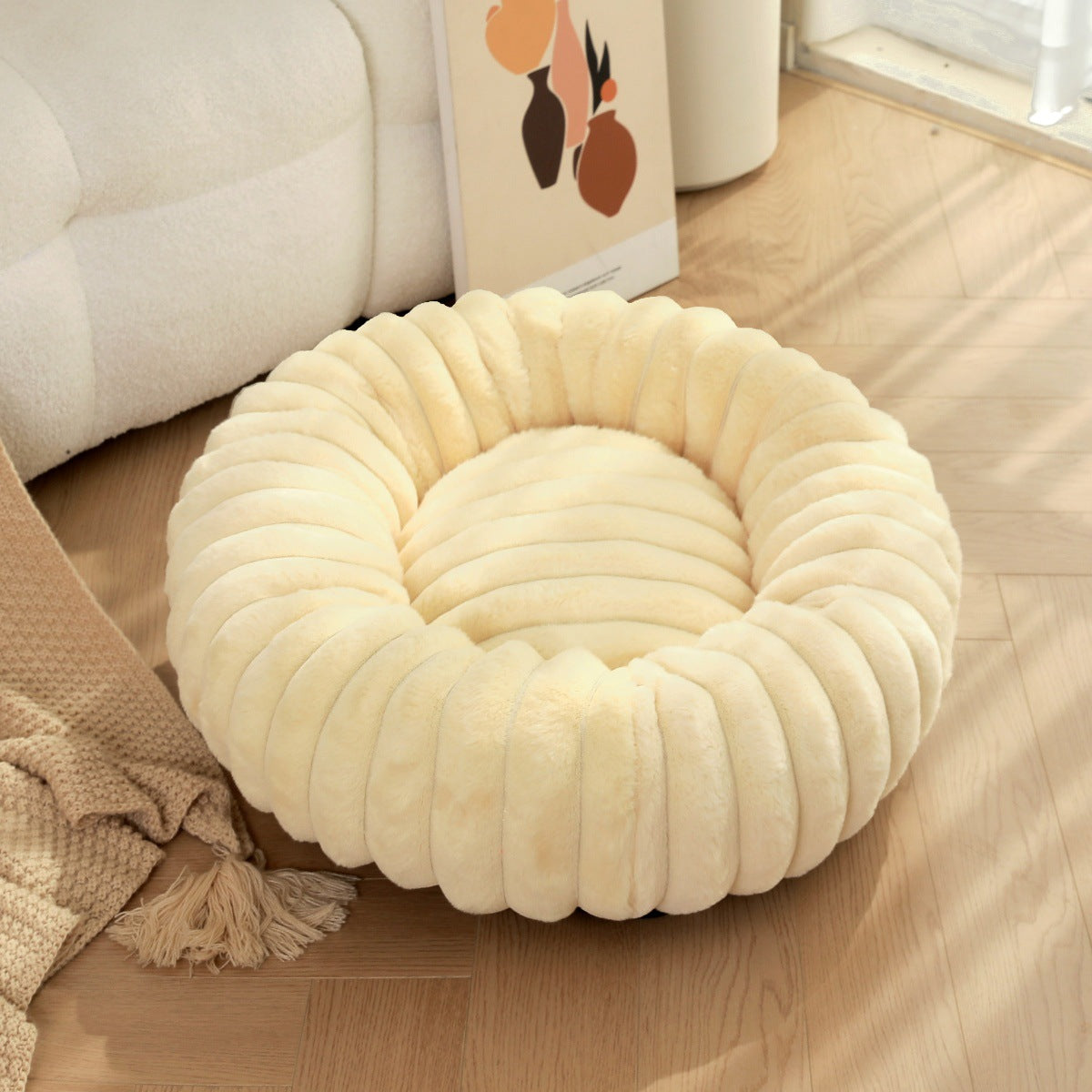 High Weight Pet Round Long Hair Bed