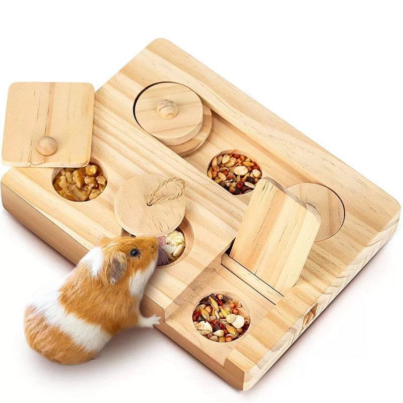 Wooden Hamster Feeder Household Feeding Snack Dispenser
