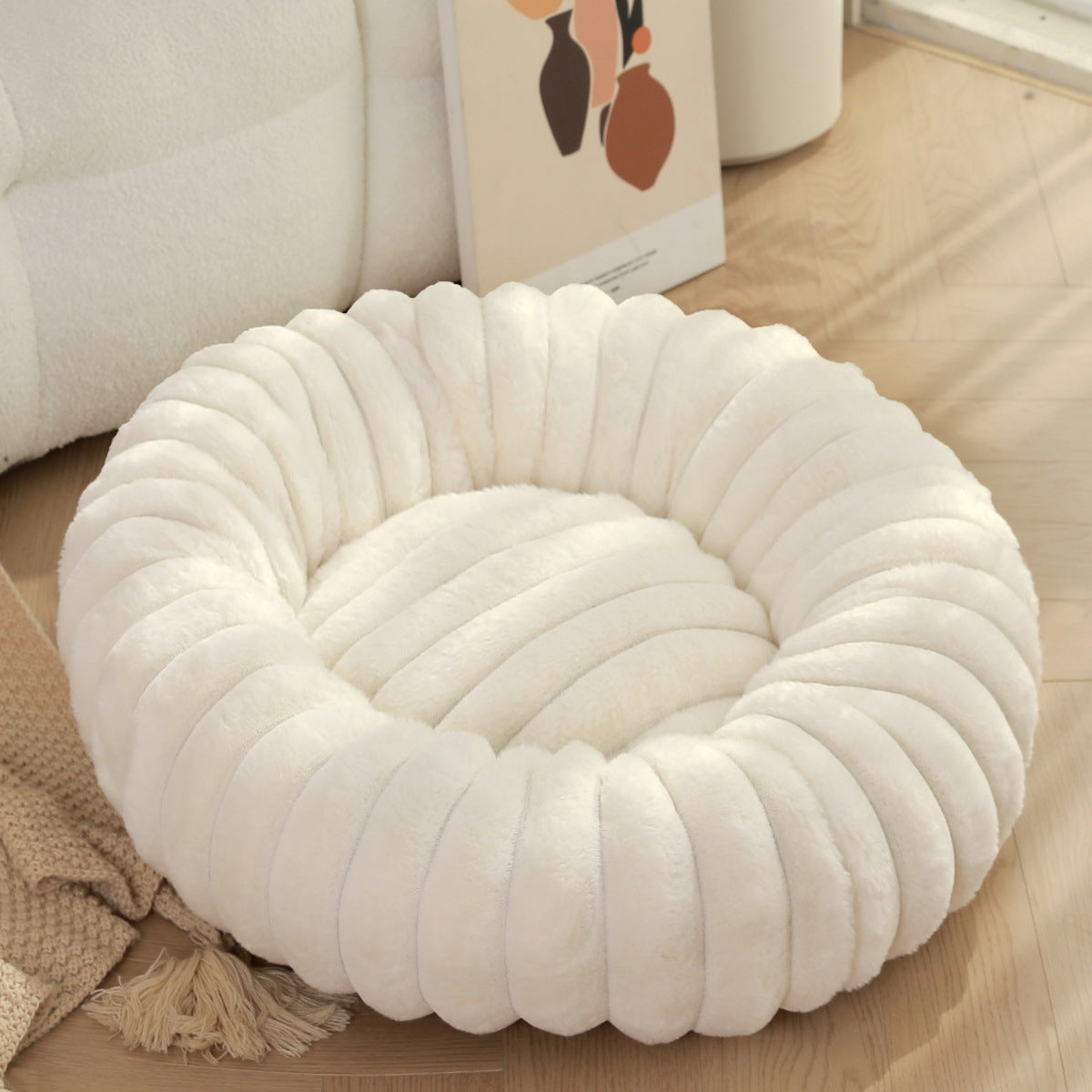 High Weight Pet Round Long Hair Bed