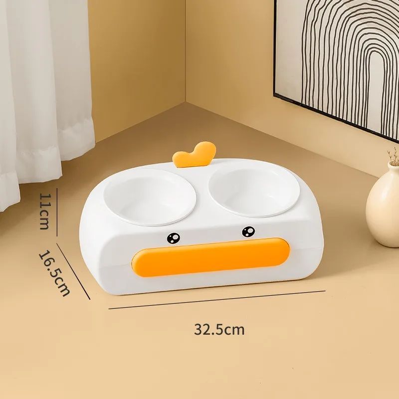 Duck Design Pet Double Feeding Bowl