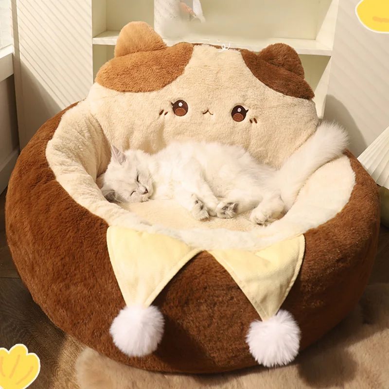 Round Winter Warm Deep Sleep Pet Bed