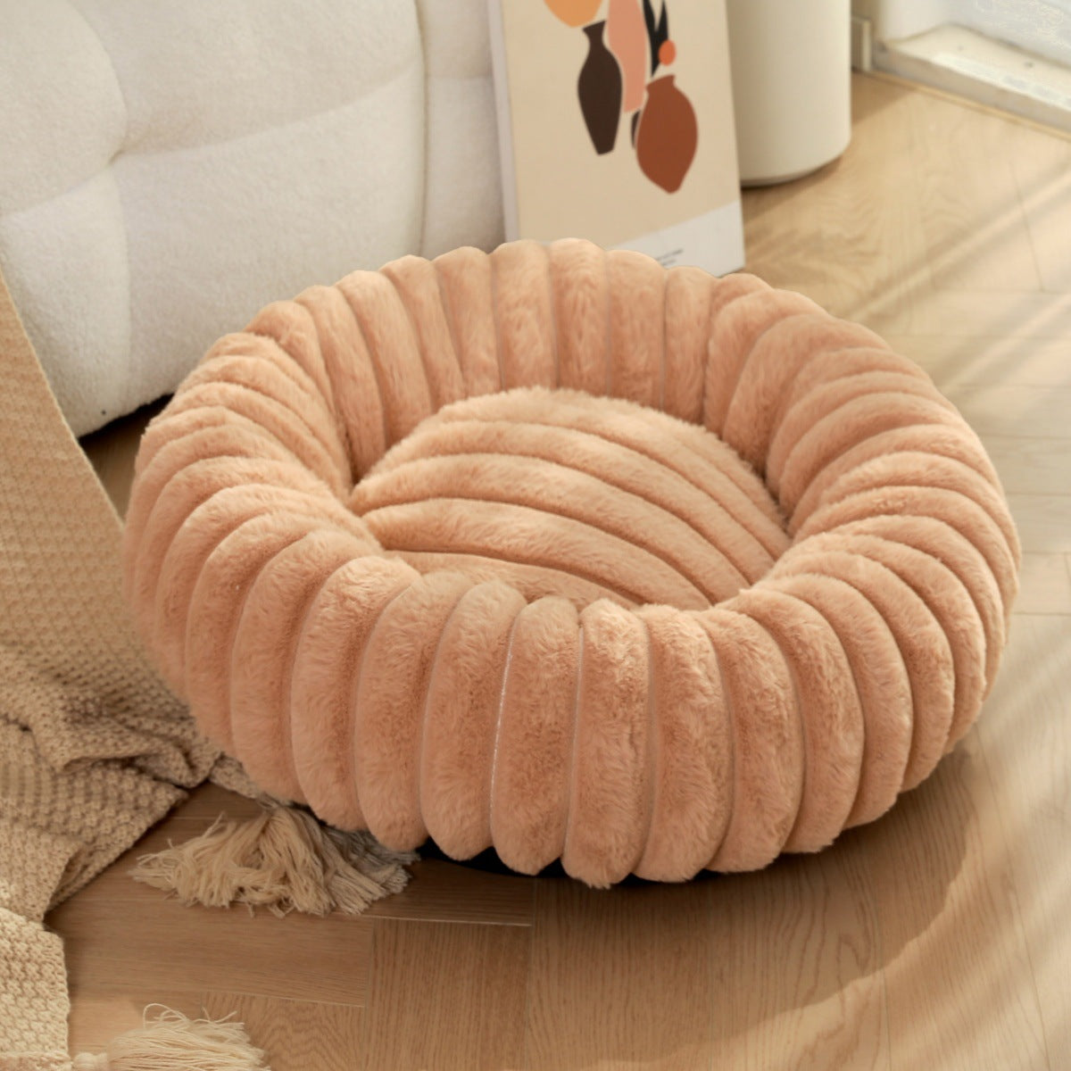 High Weight Pet Round Long Hair Bed