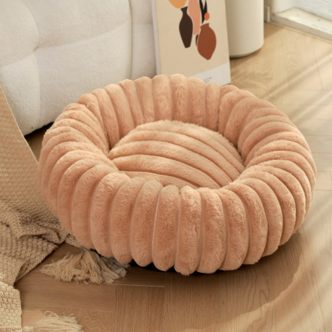 High Weight Pet Round Long Hair Bed