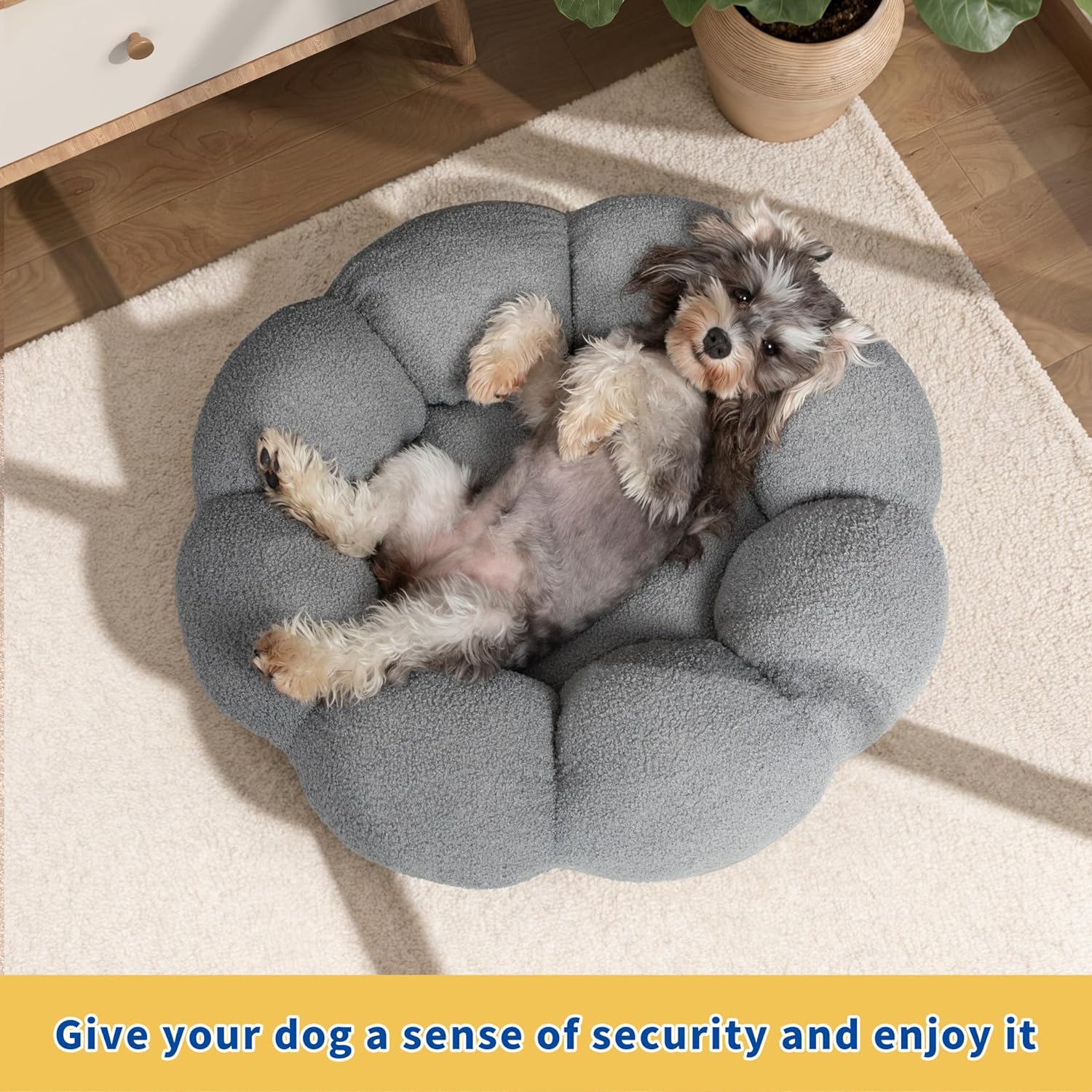 Fluffy Flower Non Slip Machine Washable Pet Bed