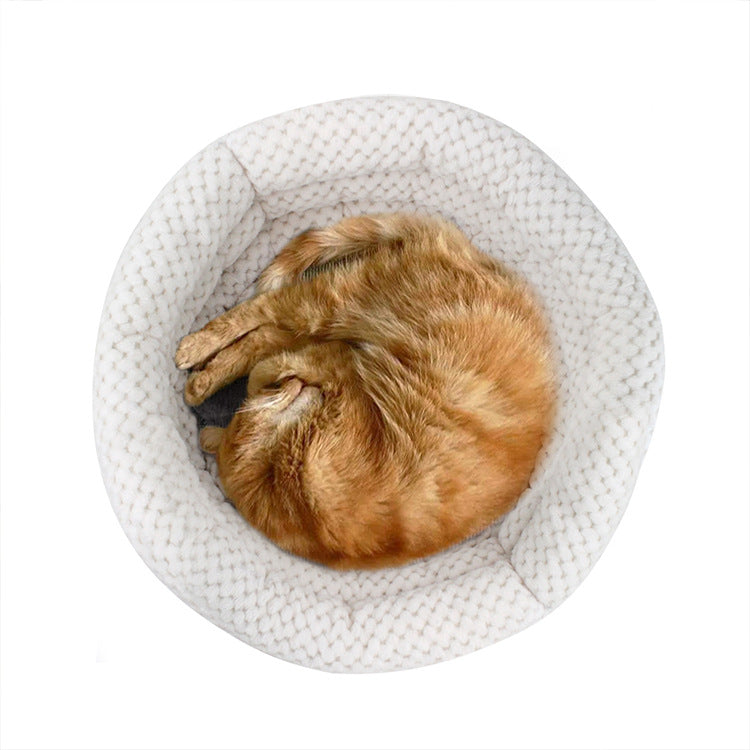 Semi-closed Round Ice Velvet Pet Sleep Bed