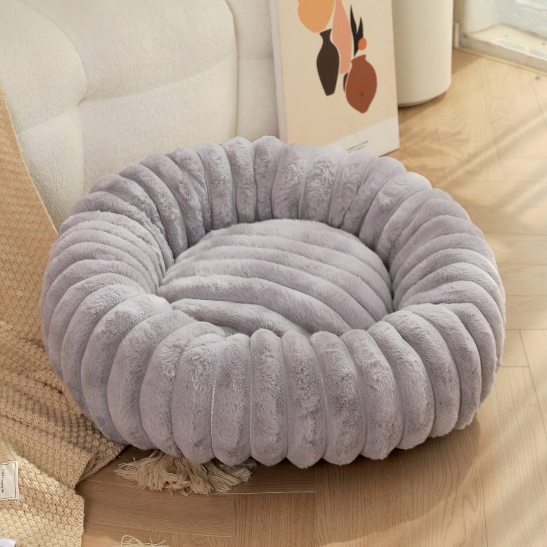 High Weight Pet Round Long Hair Bed