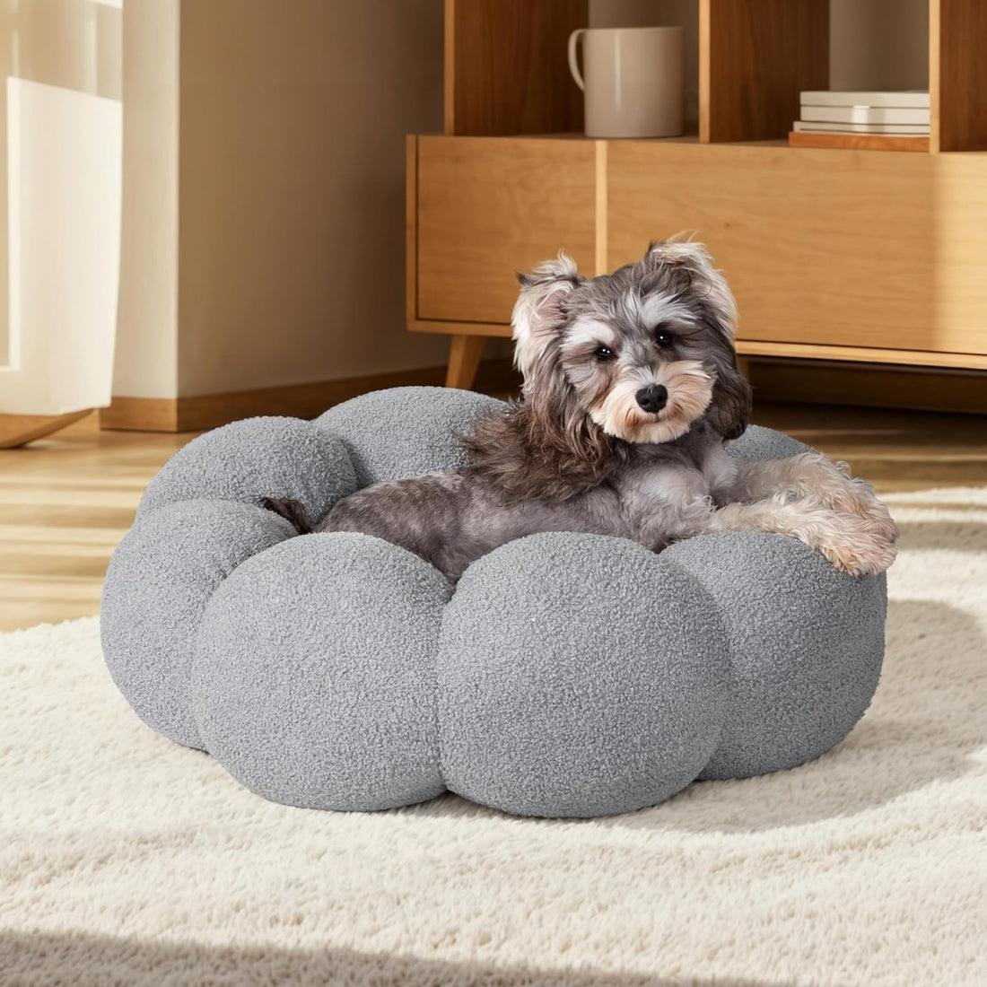 Fluffy Flower Non Slip Machine Washable Pet Bed