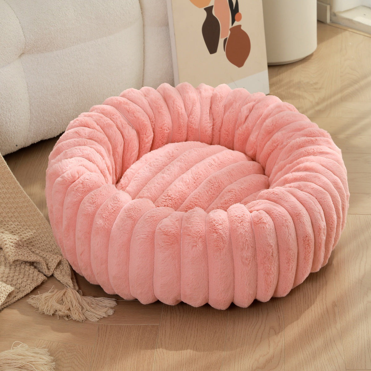 High Weight Pet Round Long Hair Bed
