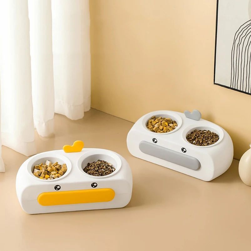Duck Design Pet Double Feeding Bowl
