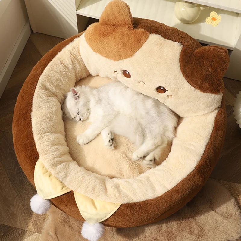 Round Winter Warm Deep Sleep Pet Bed