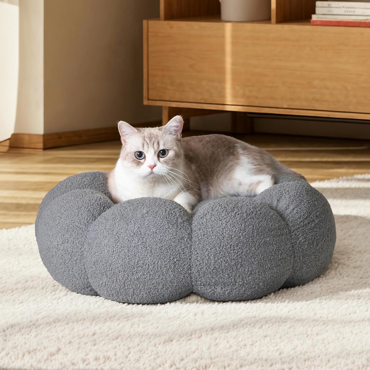 Fluffy Flower Non Slip Machine Washable Pet Bed